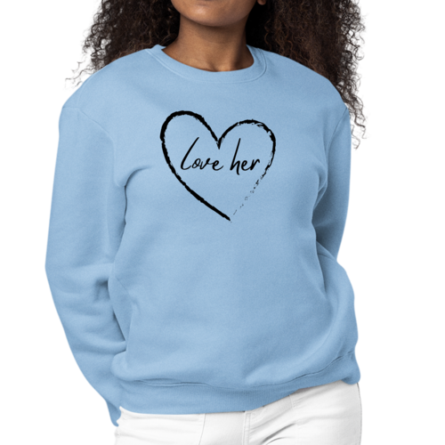 Womens Graphic Sweatshirt Say it Soul Love Her | Grey Coco
