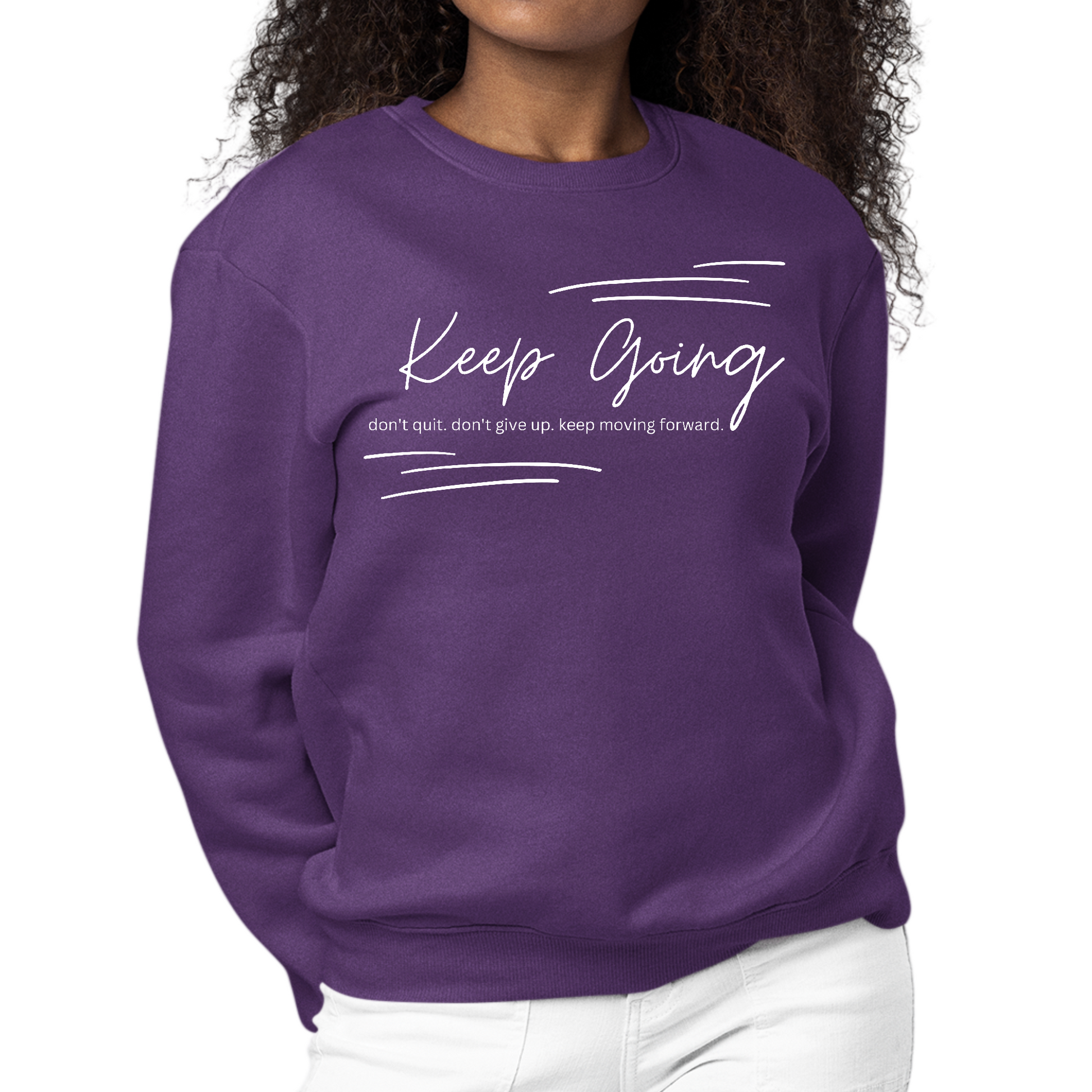 Womens Graphic Sweatshirt Keep Going Don’t Give Up - Inspirational | Grey Coco