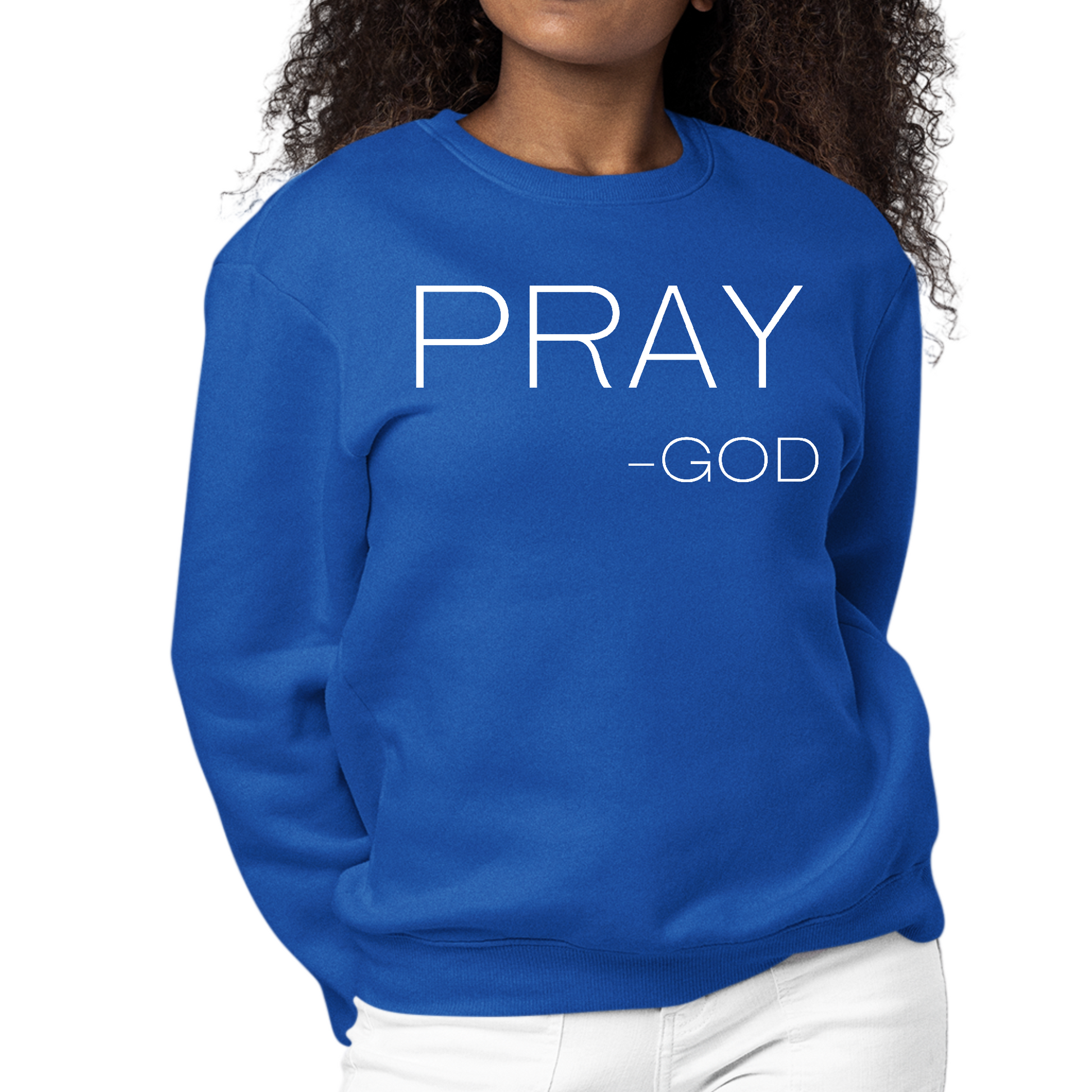 Womens Graphic Sweatshirt Say it Soul - Pray -god | Grey Coco