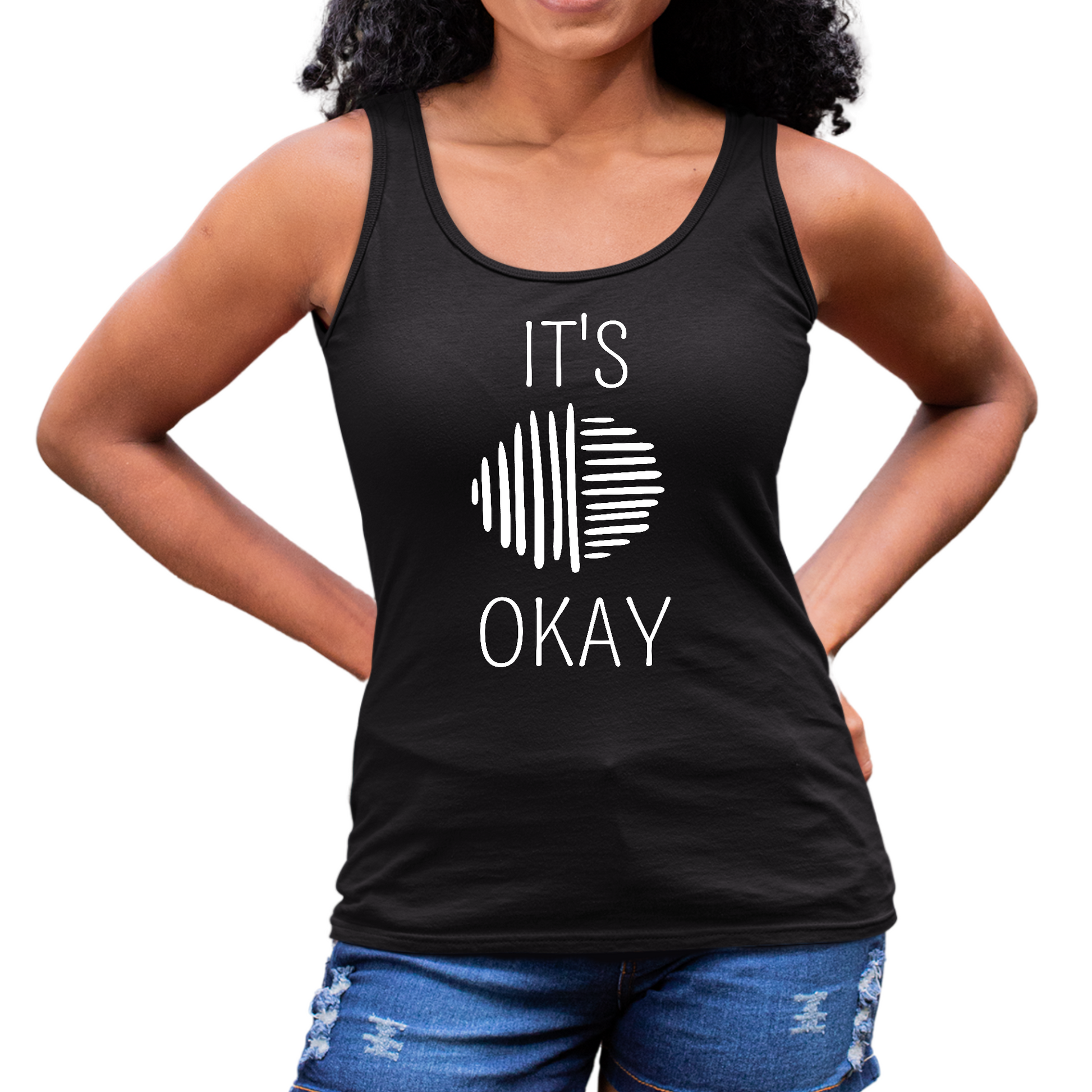 Womens Fitness Tank Top Graphic T-shirt Say it Soul - its Okay - White | Grey Coco