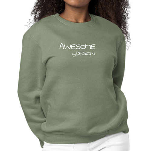 Womens Graphic Sweatshirt Awesome by Design White Print | Grey Coco