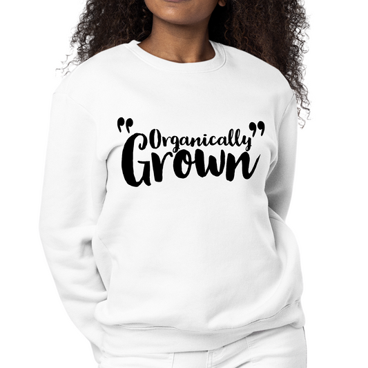 Womens Graphic Sweatshirt Organically Grown - Affirmation Inspiration | Grey Coco