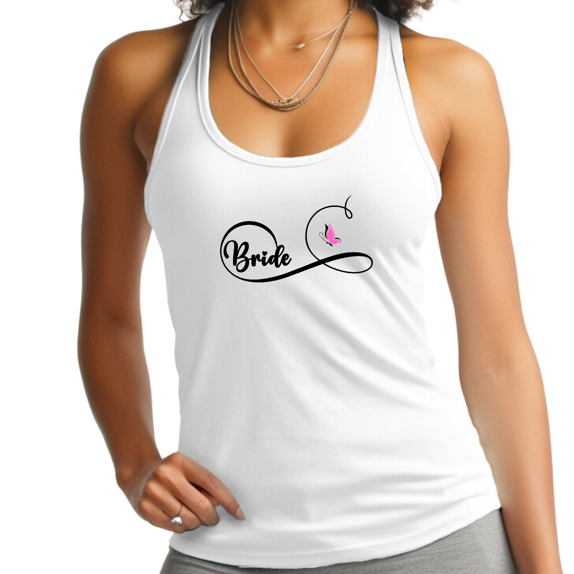 Womens Fitness Tank Top Graphic T-shirt - Bride - Wedding Bridal | Grey Coco