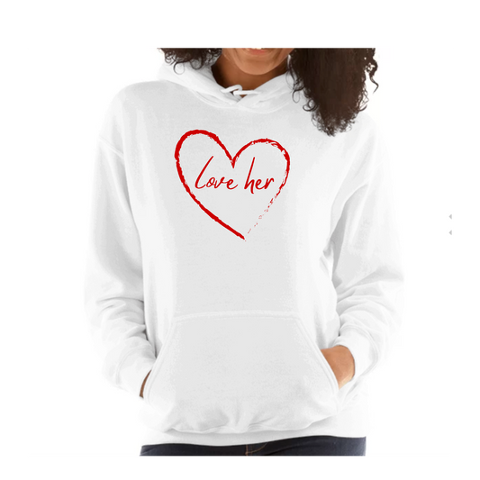 Womens Hoodie - Say it Soul Love Her - Red | Grey Coco