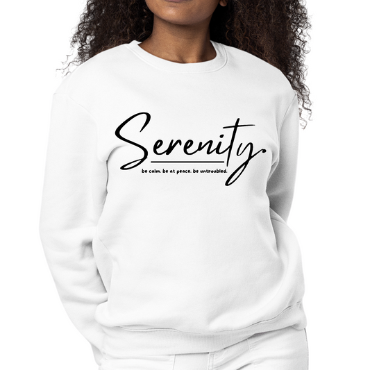 Womens Graphic Sweatshirt Serenity - be Calm be at Peace | Grey Coco
