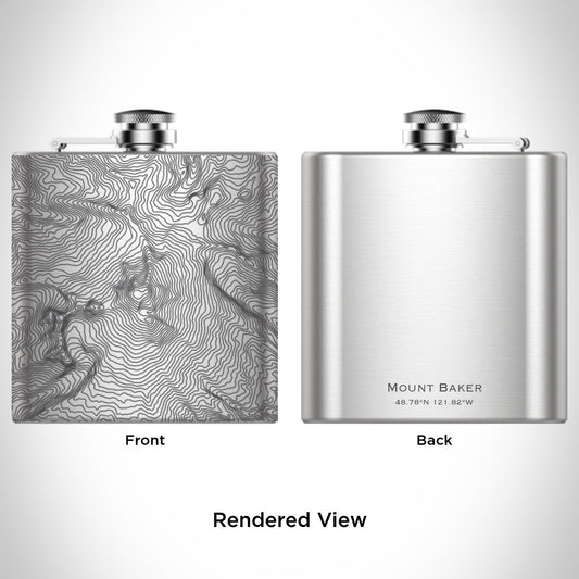 Mount Baker - Washington Engraved Topographic Map Hip Flask