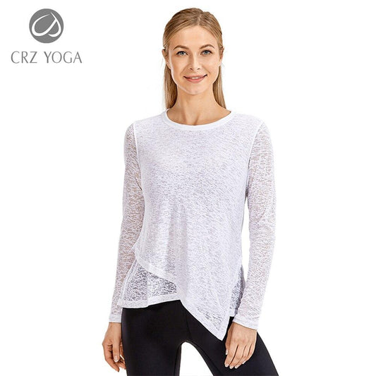 Women's Burnout Cotton Yoga Tee Sports Shirt Classic Fit Double Layer