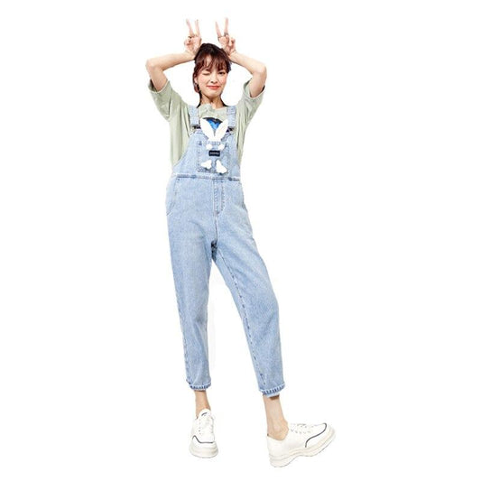 Solid Rabbit Applique Casual Women Overall Denim Jeans,Summer High | Yellow Angel