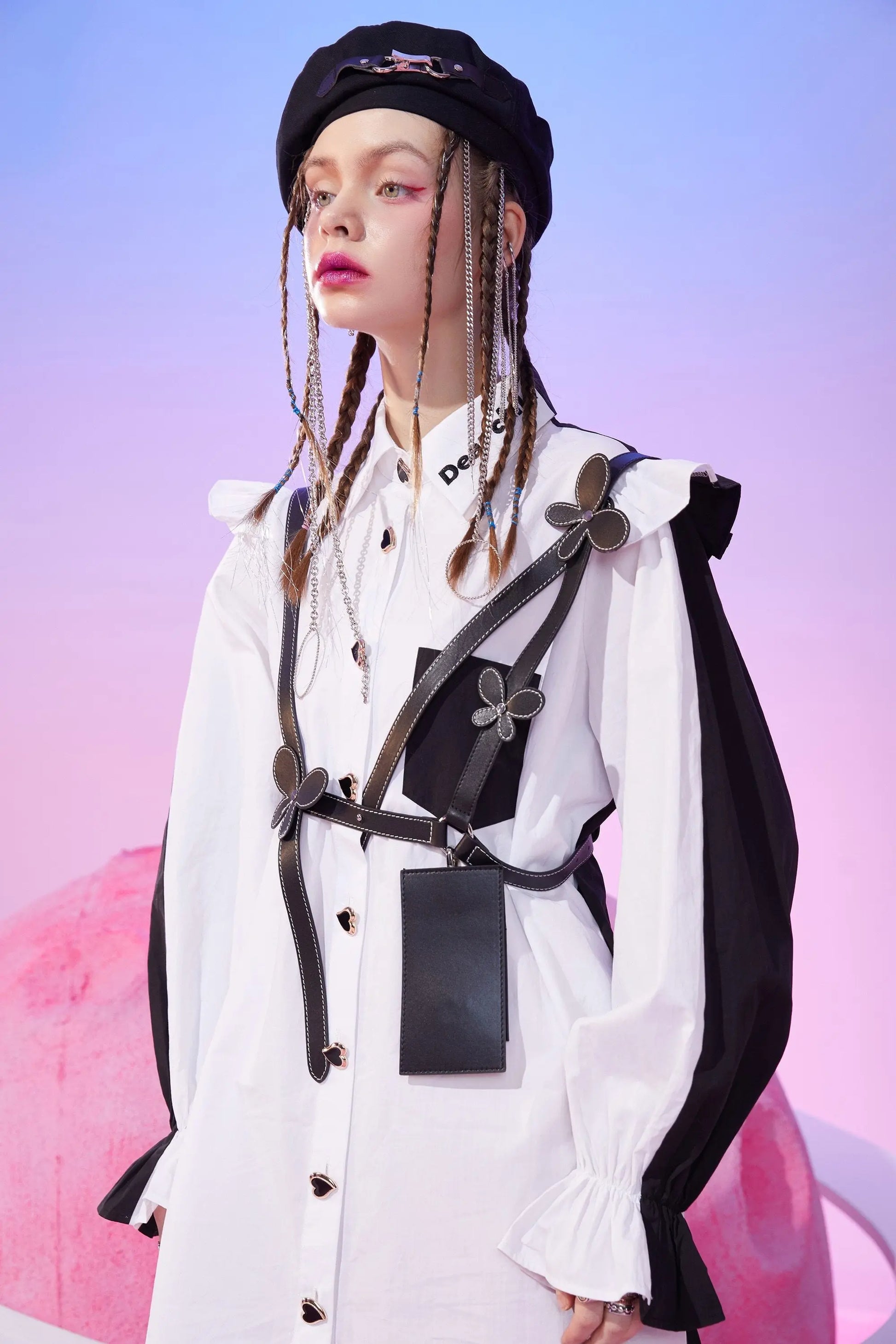 Harajuku Black Ruffle Sleeve Shirt Dress – Casual Punk Vintage Style | Yellow Angel
