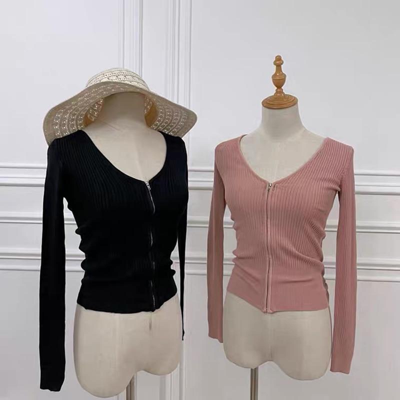 High Quality  Super Soft Cardigan Women Knit Jacket Zippers Short Coat | Yellow Angel