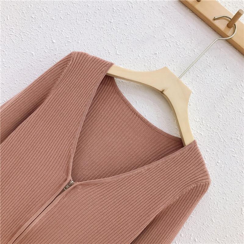 High Quality  Super Soft Cardigan Women Knit Jacket Zippers Short Coat | Yellow Angel