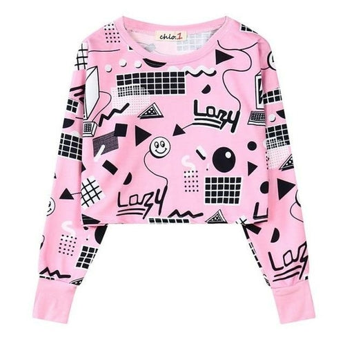 Women Harajuku Geometry Printed Sweatshirts | Yellow Angel