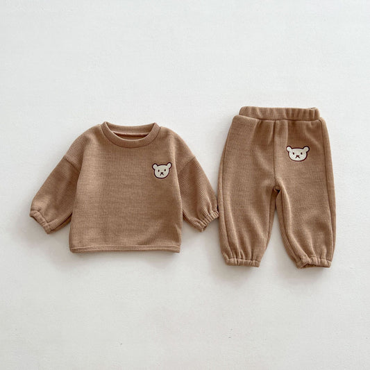 Infant Baby Bear Head Long-sleeved Combo Pants In Sets