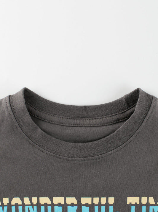 Autumn Arrival Kids Boys Letters Print Crew Neck Long Sleeves Shirt