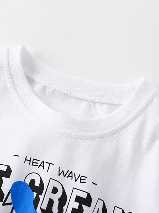 Summer Baby Kids Boys Animals Cartoon Print T-Shirt And Shorts