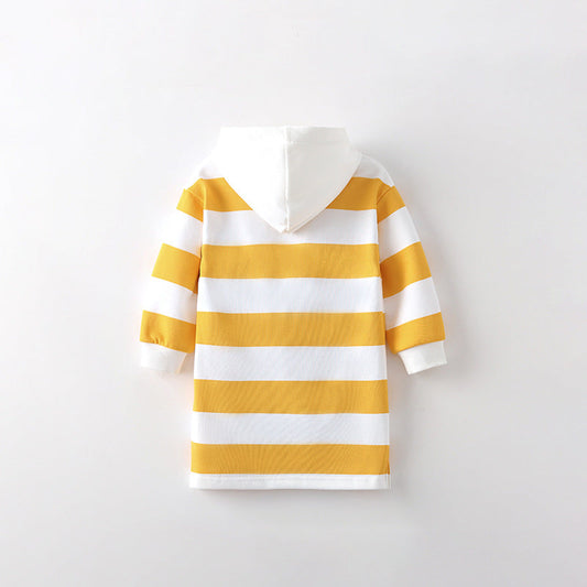 Autumn Arrival Kids Girls Flowers and Striped Pattern Long Sleeves