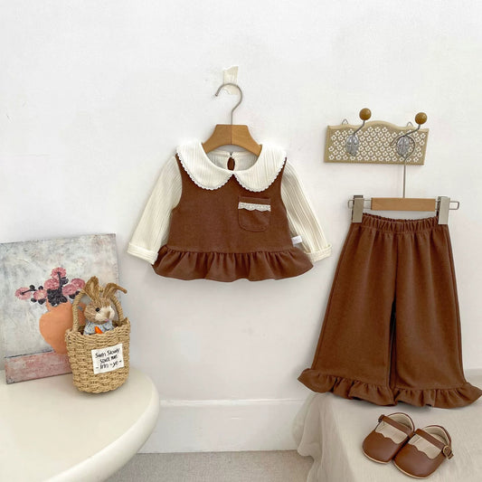 Spring and Autumn Baby Kids Girls Lace Decorated Sleeveless Vest