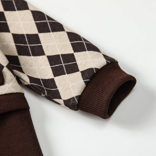 Autumn Hot Selling Baby Boys Color Patchwork Plaid Rompers Bodysuits