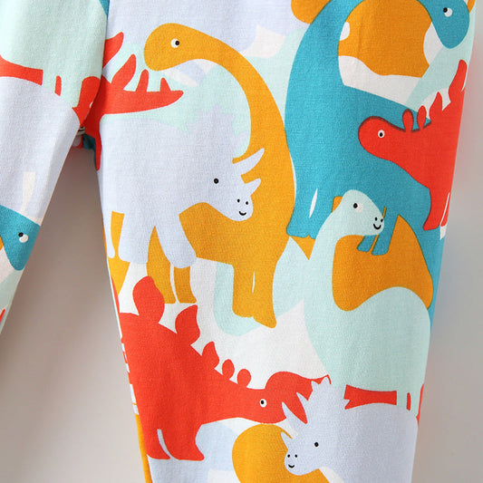 Autumn Arrival Baby Kids Girls Dinosaurs Cartoon Pattern Casual Pants
