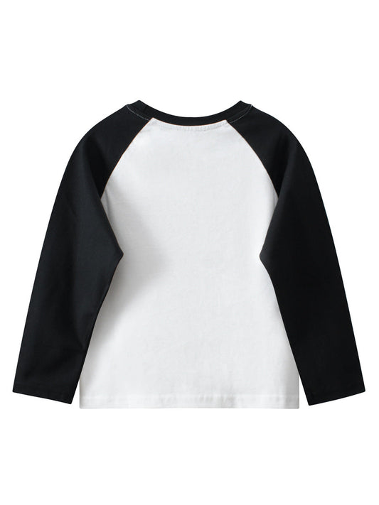 Baby Boy Kids Leopard Cartoon Letters Printing Crew Neck Long Sleeve