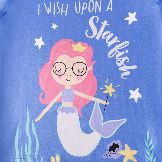 Spring and Autumn Baby Kids Girls Marine Cartoon Pattern Long Sleeves