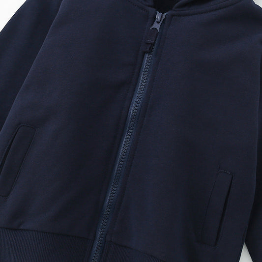 Arrival European and American Style Kids’ Hooded Zip-up Solid Color