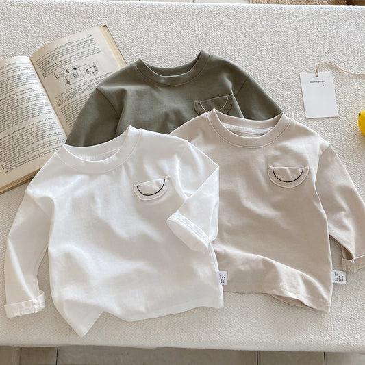 Autumn Arrival Baby Kids Unisex Casual Long Sleeves Crew Neck Top