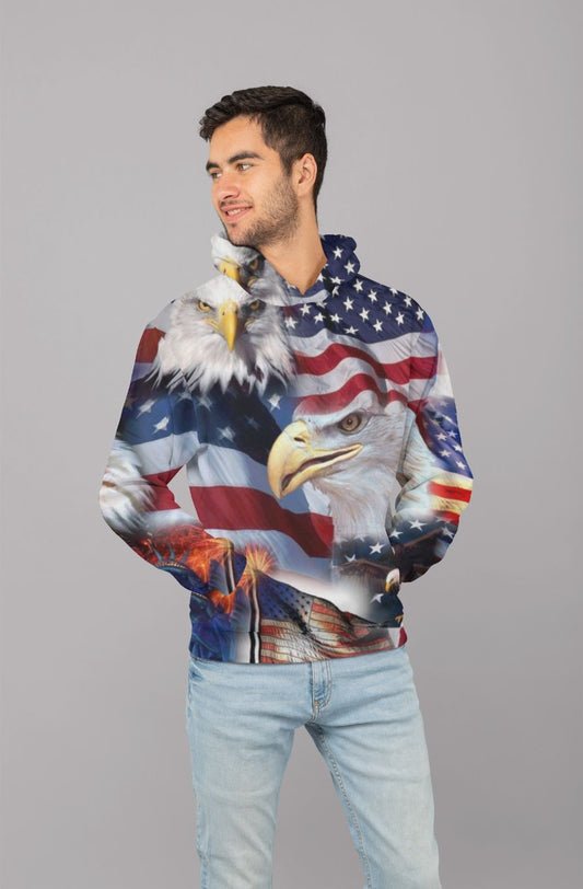 USA Flag (2) Men Sublimation Hoodie