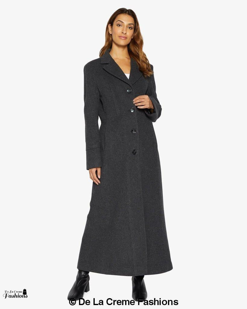 Slim Fit Wool Blend Longline Maxi Coat (1816) | Rose Eleusis