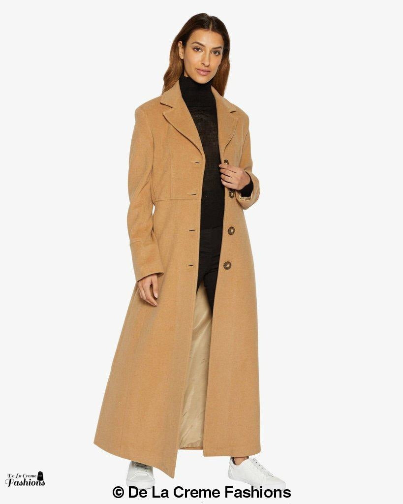 Slim Fit Wool Blend Longline Maxi Coat (1816) | Rose Eleusis