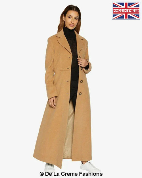 Slim Fit Wool Blend Longline Maxi Coat (1816) | Rose Eleusis