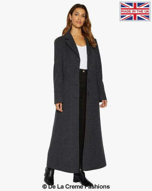 Slim Fit Wool Blend Longline Maxi Coat (1816) | Rose Eleusis