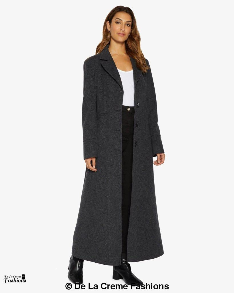 Slim Fit Wool Blend Longline Maxi Coat (1816) | Rose Eleusis