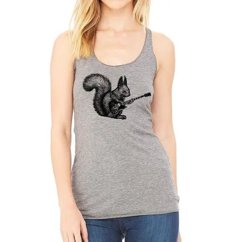Squirrel Playing Guitar Racerback Tank | Women’s Bella & American Apparel | Indigo Tiger