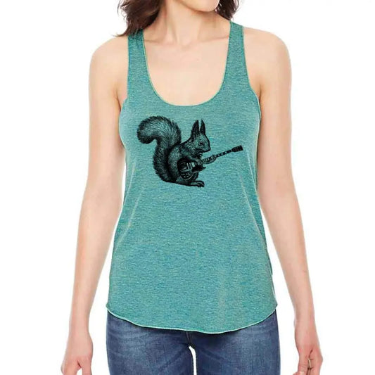 Squirrel Playing Guitar Racerback Tank | Women’s Bella & American Apparel | Indigo Tiger