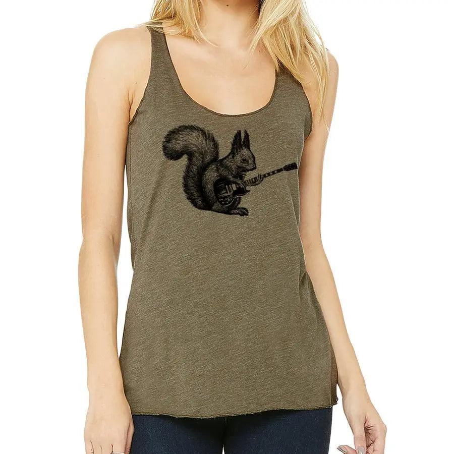 Squirrel Playing Guitar Racerback Tank | Women’s Bella & American Apparel | Indigo Tiger