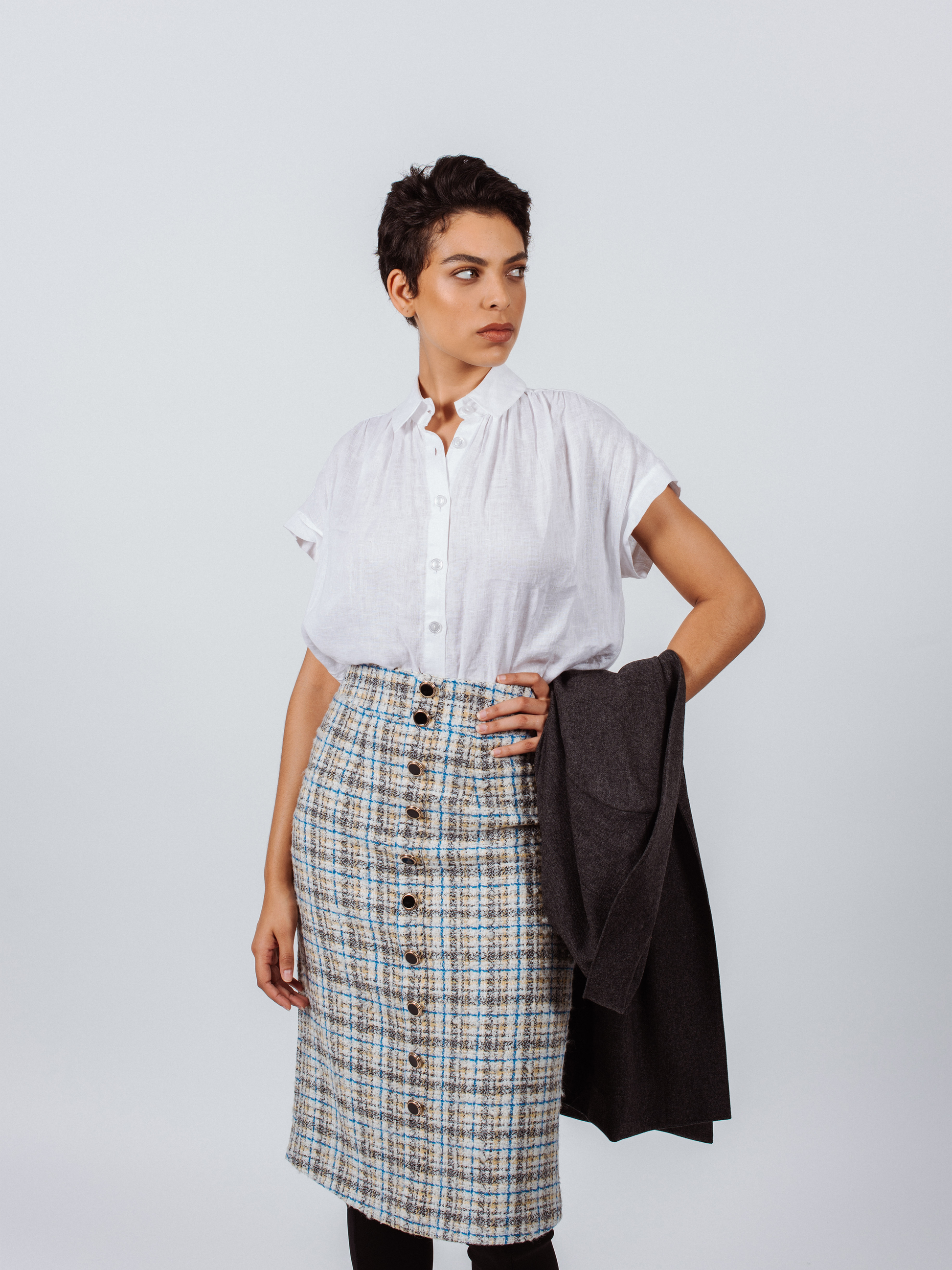 Luxe Plaid Tweed Pencil Skirt – Women’s Chic Tweed Skirt | Mauve Daisy