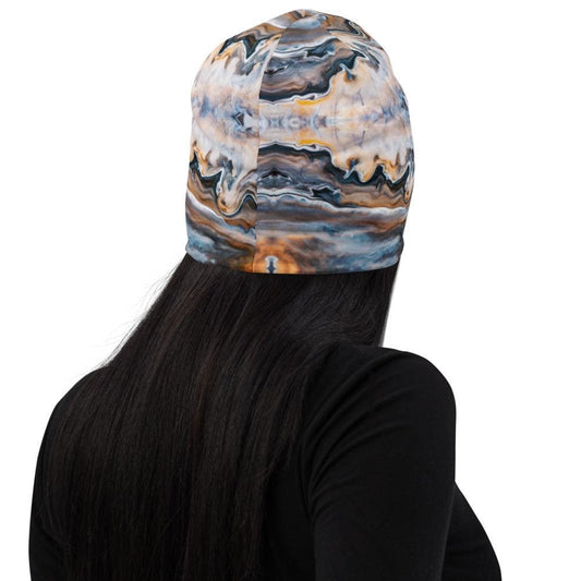 Beanie Hat - Blue Swirl Style Slouchy Beanie Men/women