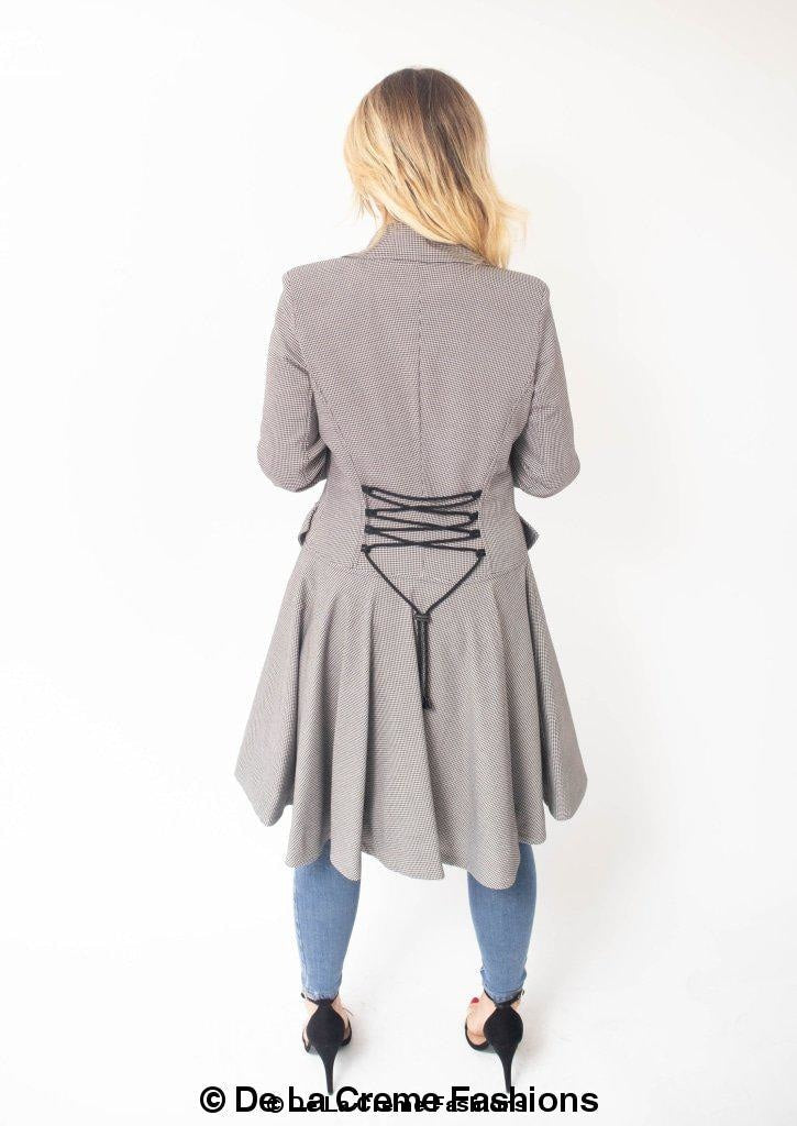 Vanessa Dogtooth Fit and Flare Mac Coat | Rose Eleusis