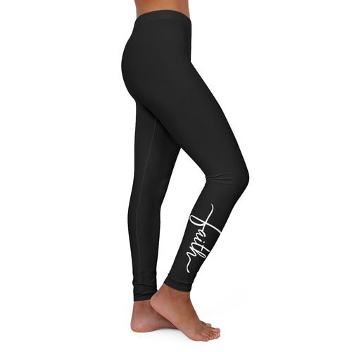 Womens Black Fitness Leggings - Faith Christian Inspiration | Grey Coco