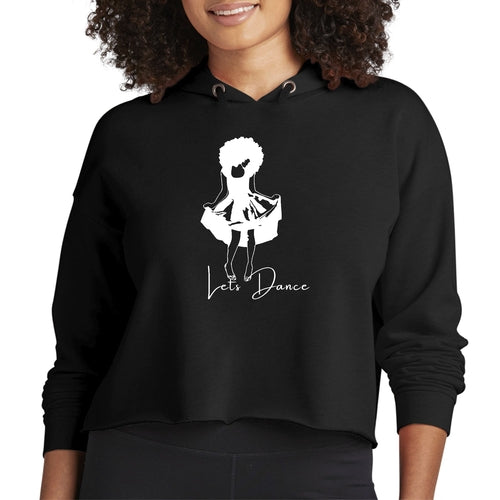 Womens Cropped Hoodie Say it Soul - Lets Dance White Line Art Print | Grey Coco
