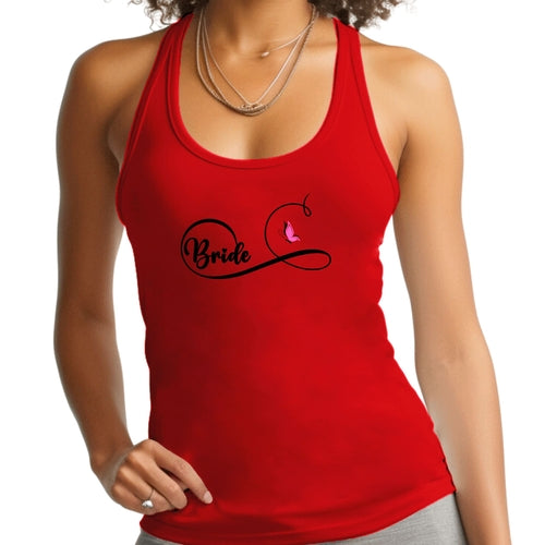 Womens Fitness Tank Top Graphic T-shirt - Bride - Wedding Bridal | Grey Coco