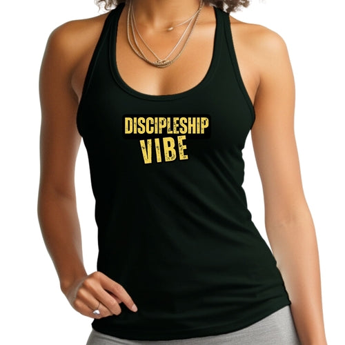 Womens Fitness Tank Top Graphic T-shirt - Discipleship Vibe | Soft & Comfortable | Grey Coco
