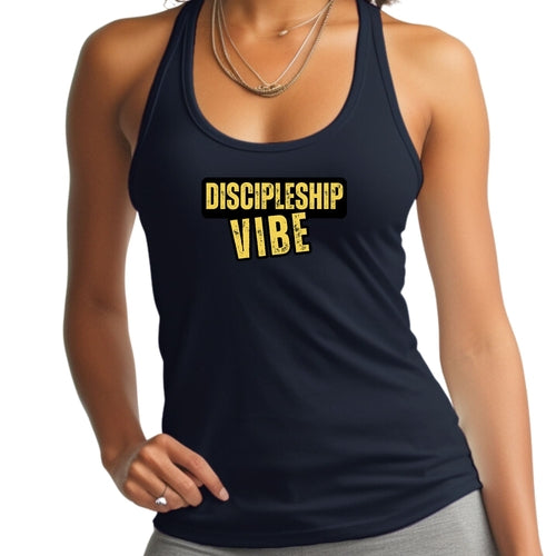 Womens Fitness Tank Top Graphic T-shirt - Discipleship Vibe | Soft & Comfortable | Grey Coco