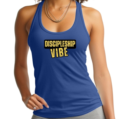 Womens Fitness Tank Top Graphic T-shirt - Discipleship Vibe | Soft & Comfortable | Grey Coco