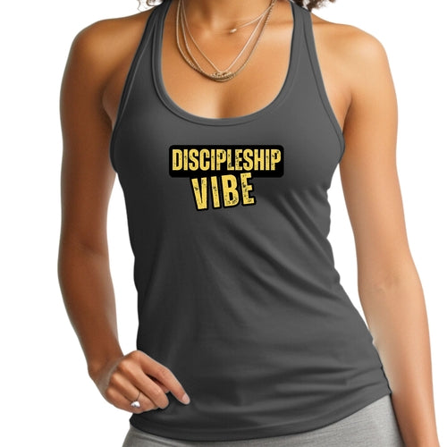 Womens Fitness Tank Top Graphic T-shirt - Discipleship Vibe | Soft & Comfortable | Grey Coco