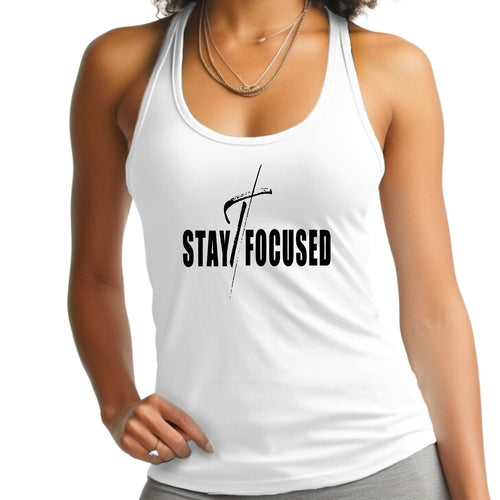 Womens Fitness Tank Top Graphic T-shirt - Stay Focused Black Print | Comfy & Durable