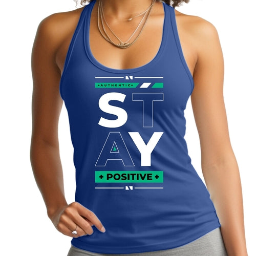 Womens Fitness Tank Top Graphic T-shirt | Stay Positive | Unisex Fit | Grey Coco