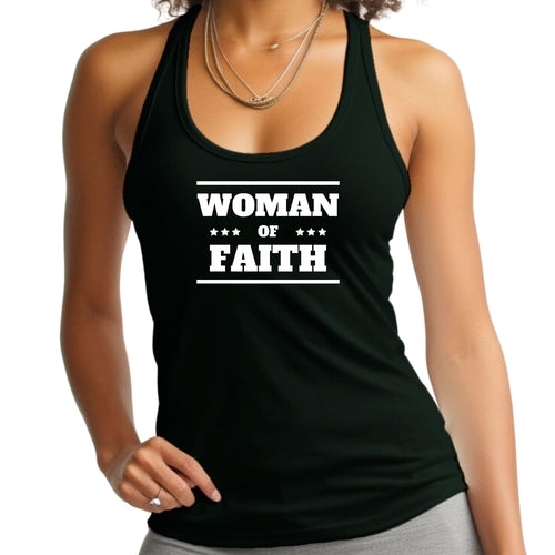 Womens Fitness Tank Top Graphic T-shirt Woman of Faith | Grey Coco