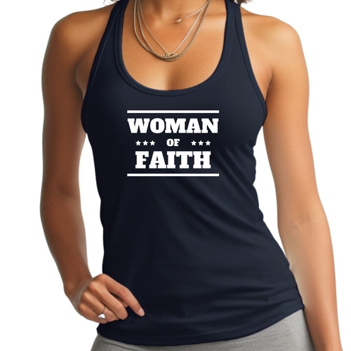 Womens Fitness Tank Top Graphic T-shirt Woman of Faith | Grey Coco